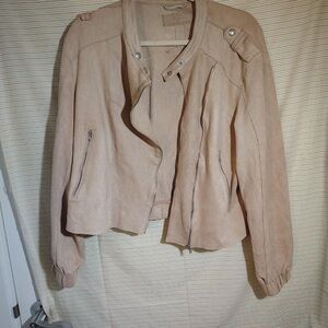 Blank NYC Beige Suede Bomber Jacket